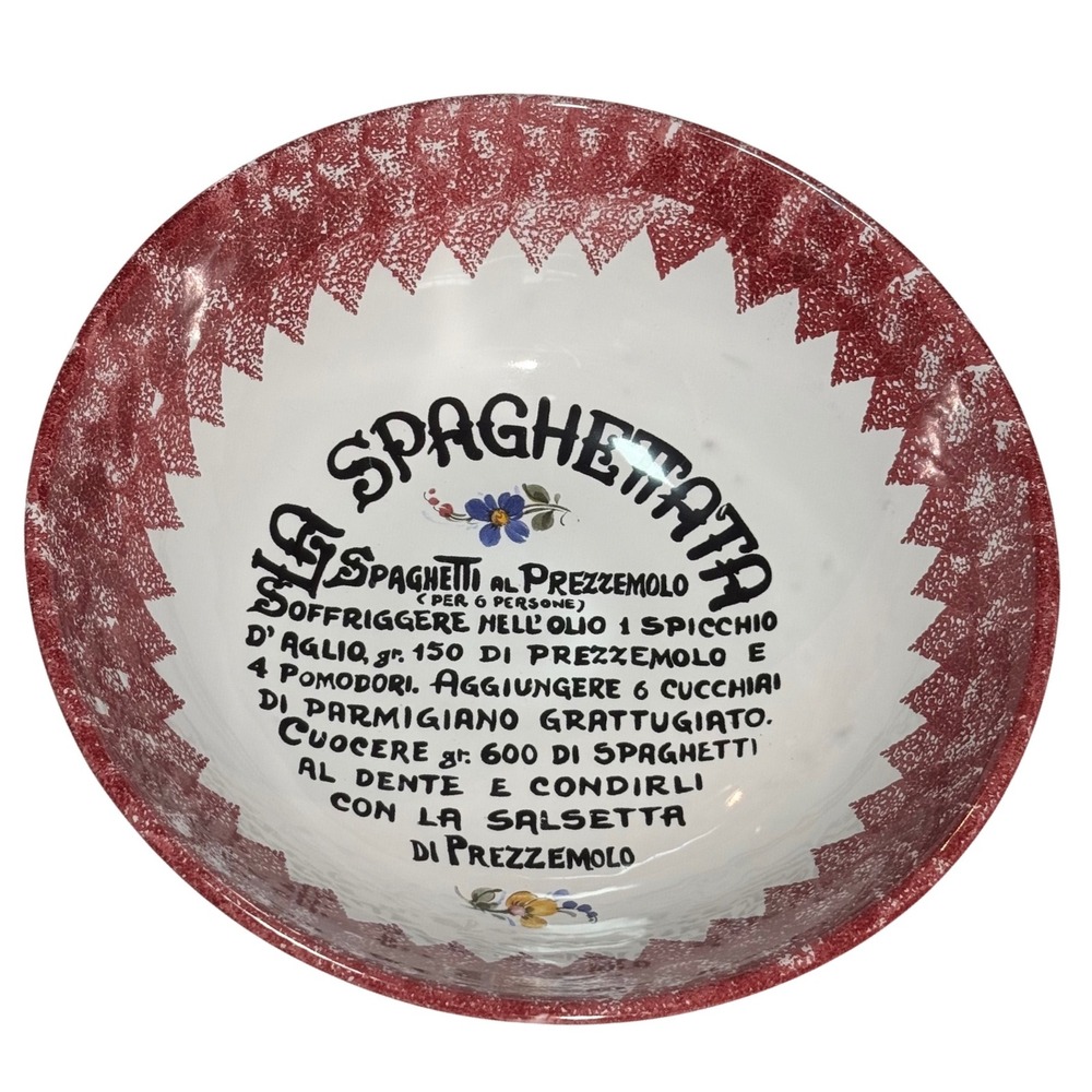La Giara La Spaghettata Pasta Recipe Serving Bowl 12.5in Ceramic Italy